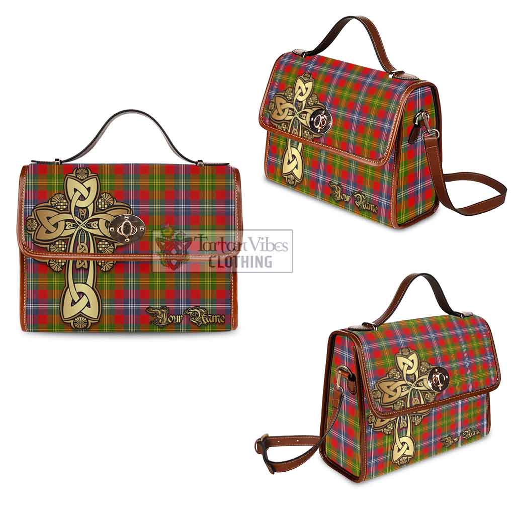 Tartan Vibes Clothing Forrester (Foster) Tartan Waterproof Canvas Bag Golden Thistle Celtic Cross Style