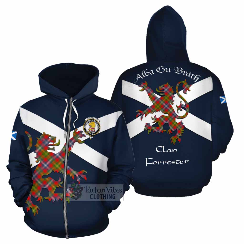 Tartan Vibes Clothing Forrester (Foster) Tartan Lion Rampant Cotton Hoodie Proudly Display Your Heritage with Alba Gu Brath and Clan Name