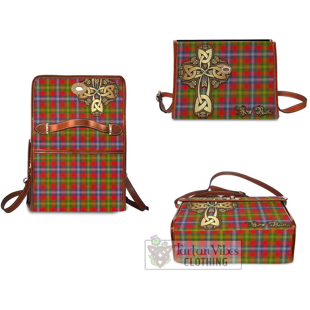 Tartan Vibes Clothing Forrester (Foster) Tartan Waterproof Canvas Bag Golden Thistle Celtic Cross Style