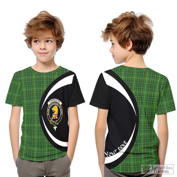 Forrester Hunting Tartan Kid T-Shirt with Family Crest Circle Style