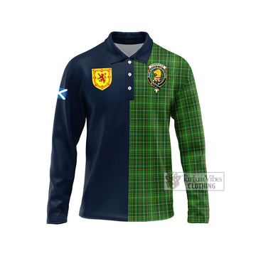 Forrester Hunting Tartan Long Sleeve Polo Shirt Alba with Scottish Lion Royal Arm Half Style