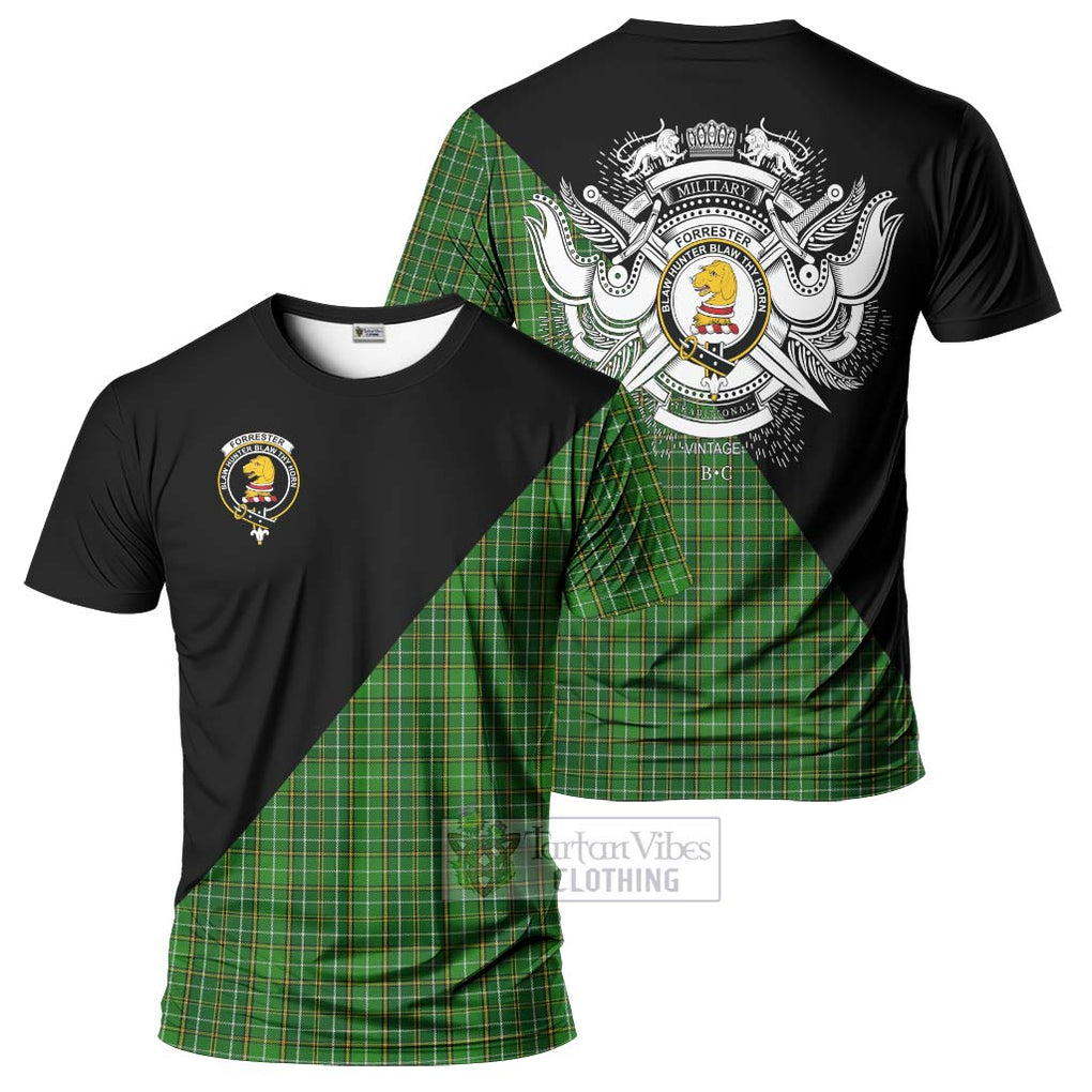 Forrester Hunting Tartan T-Shirt with Family Crest and Military Logo Style Kid's Shirt - Tartanvibesclothing Shop