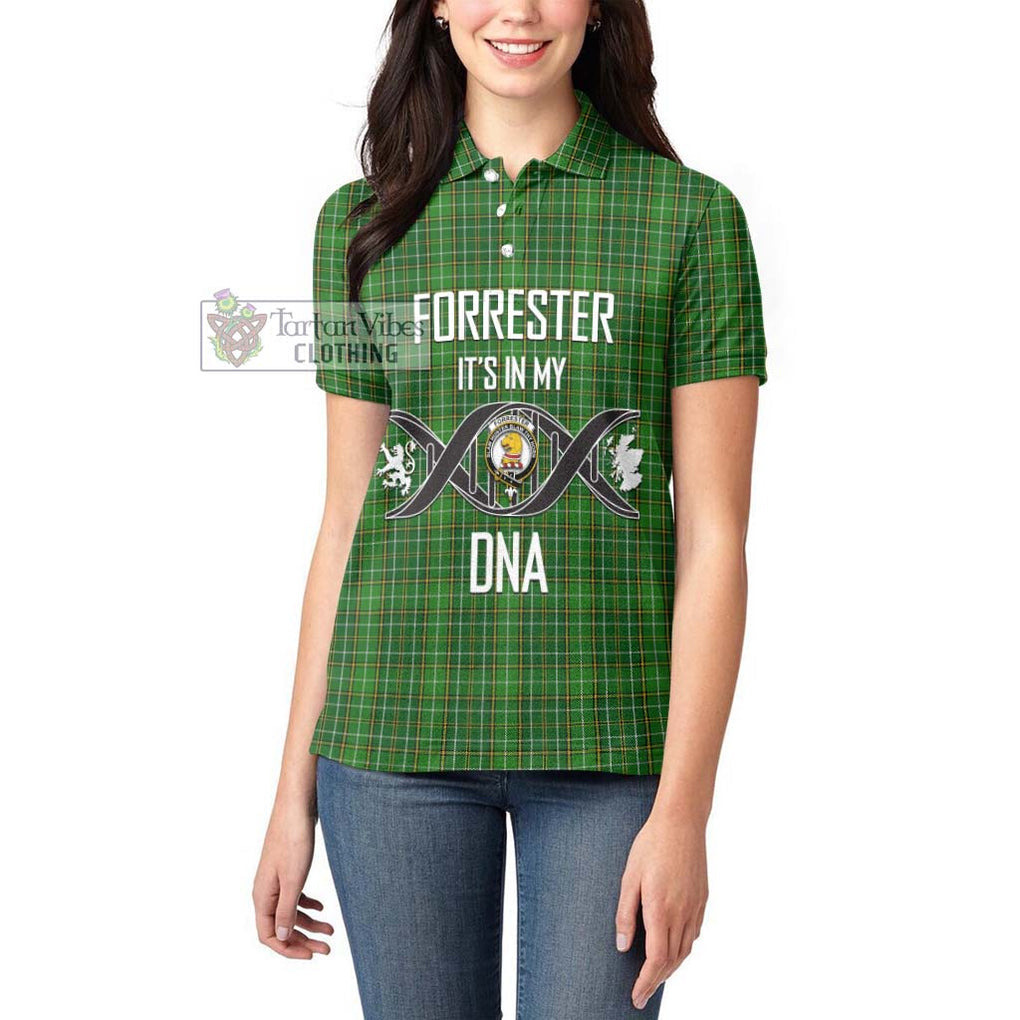 Forrester Hunting Tartan Women's Polo Shirt with Family Crest DNA In Me Style Women - Tartanvibesclothing Shop