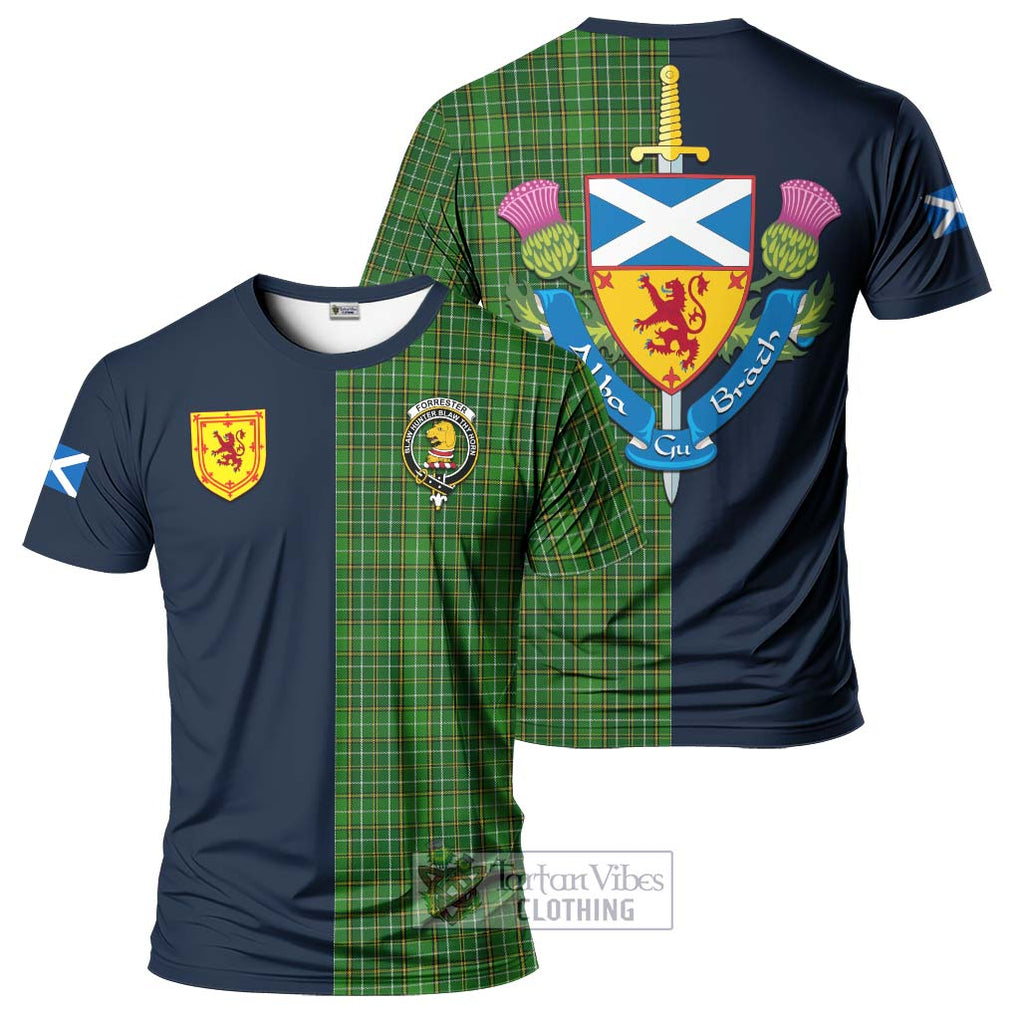 Tartan Vibes Clothing Forrester Hunting Tartan T-Shirt Alba with Scottish Lion Royal Arm Half Style