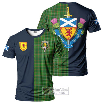 Forrester Hunting Tartan T-Shirt Alba with Scottish Lion Royal Arm Half Style