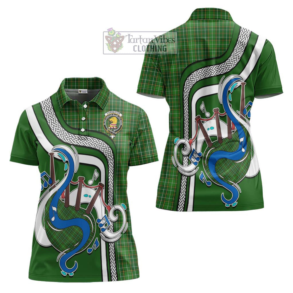 Forrester Hunting Tartan Women's Polo Shirt with Epic Bagpipe Style Women - Tartanvibesclothing Shop