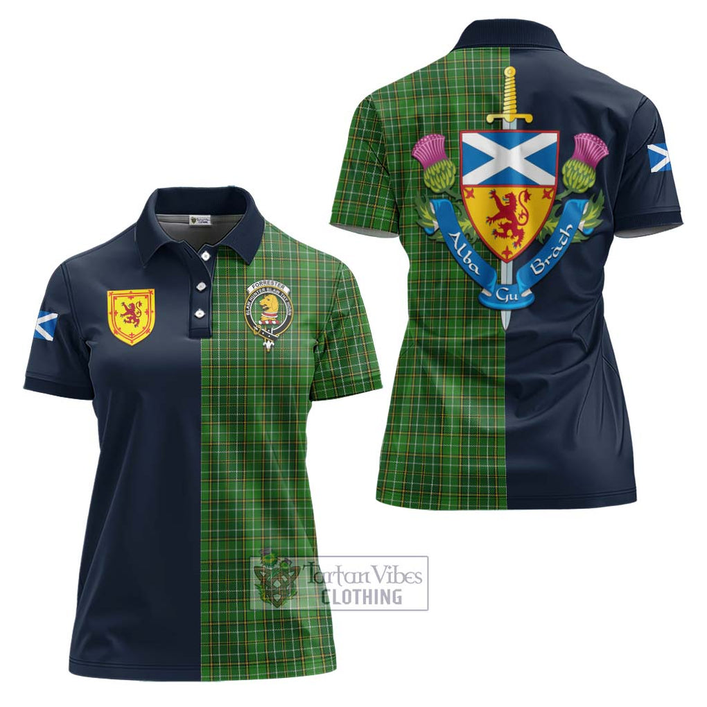 Tartan Vibes Clothing Forrester Hunting Tartan Women's Polo Shirt with Scottish Lion Royal Arm Half Style