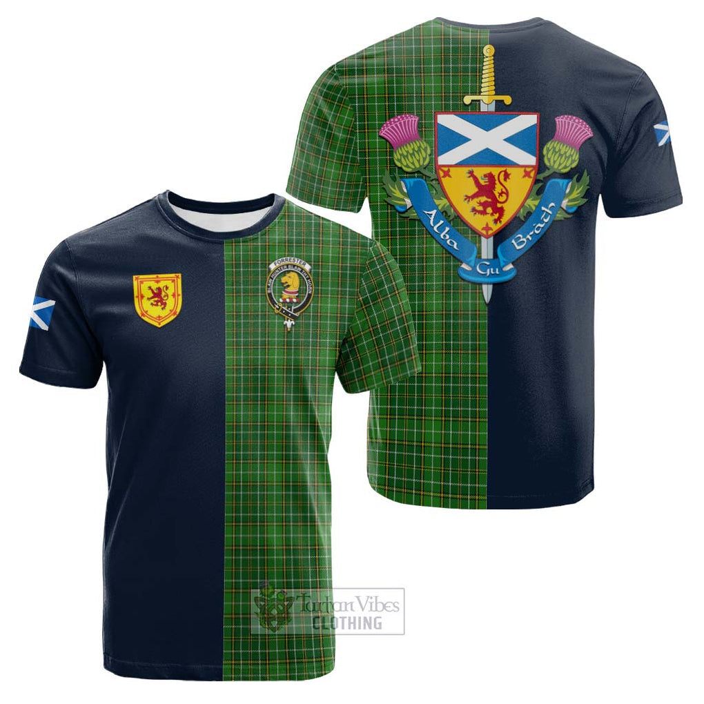 Tartan Vibes Clothing Forrester Hunting Tartan Cotton T-shirt with Scottish Lion Royal Arm Half Style