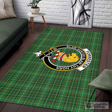 Forrester Hunting Tartan Area Rug with Family Crest