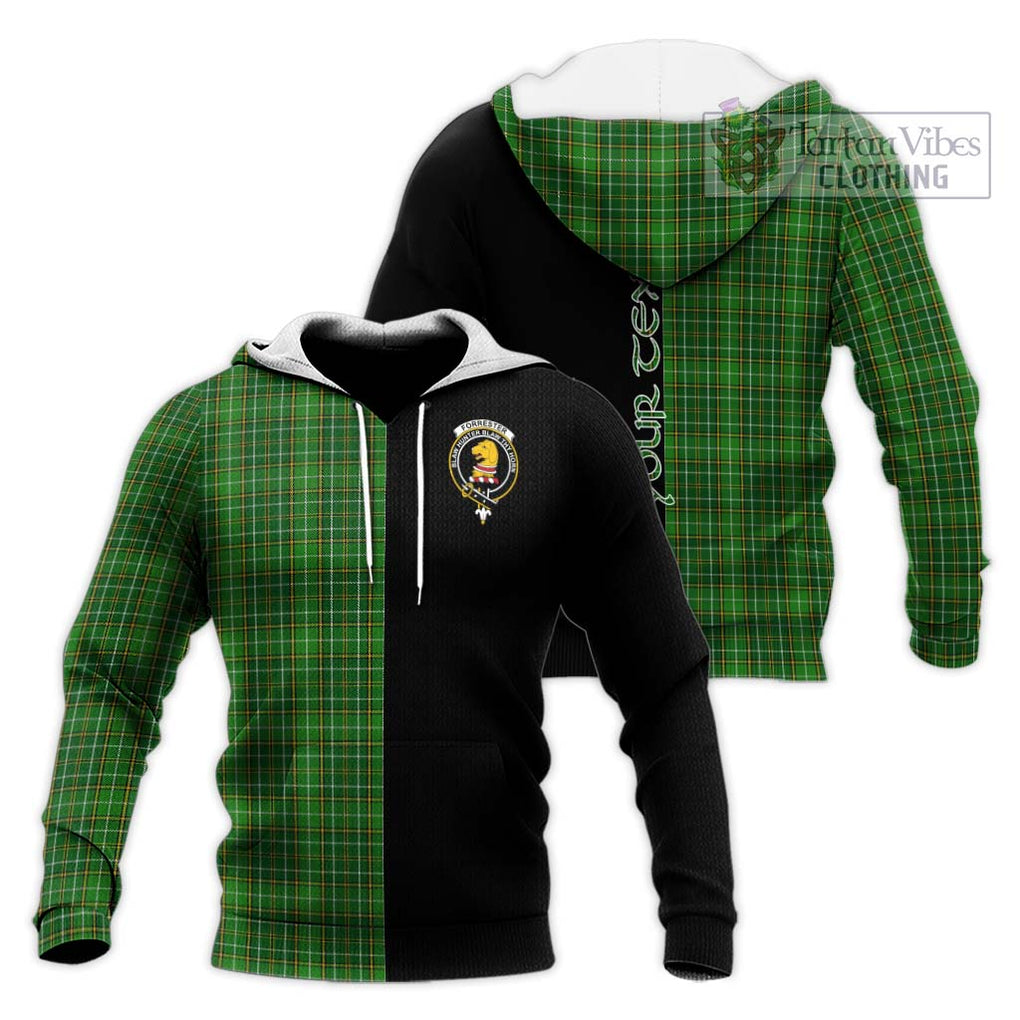 Forrester Hunting Tartan Knitted Hoodie with Family Crest and Half Of Me Style Unisex Knitted Pullover Hoodie - Tartanvibesclothing Shop