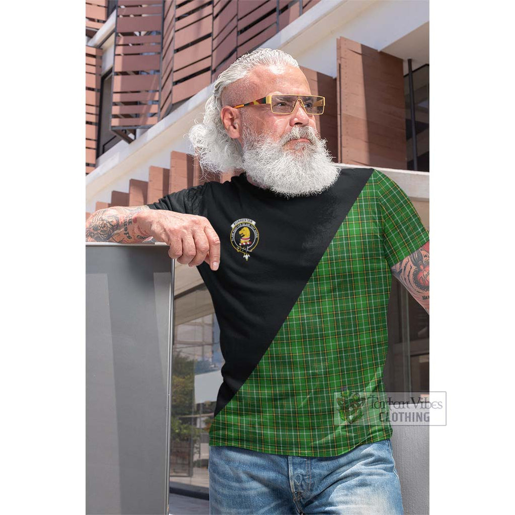 Tartan Vibes Clothing Forrester Hunting Tartan Cotton T-shirt with Family Crest and Military Logo Style