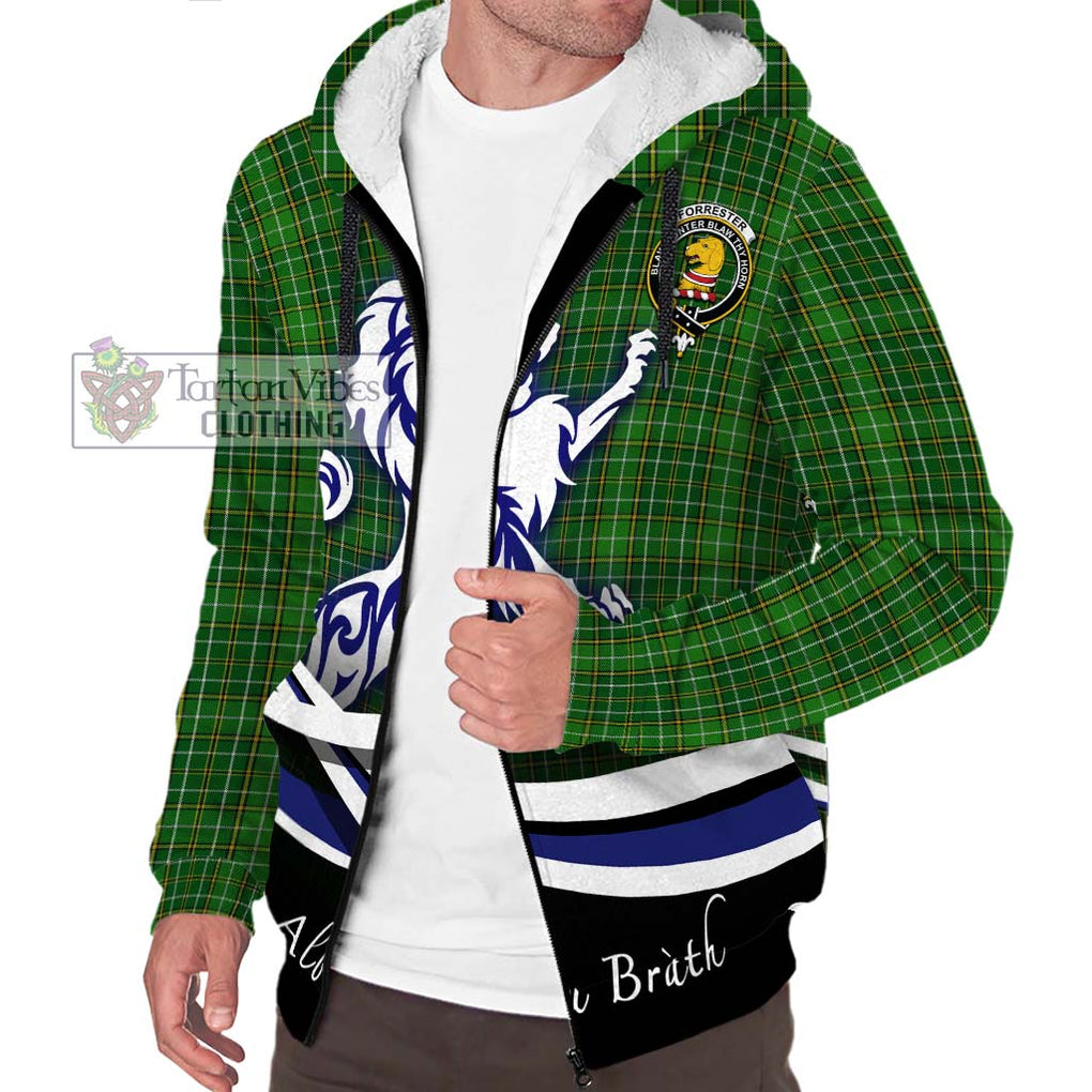 Forrester Hunting Tartan Sherpa Hoodie with Alba Gu Brath Regal Lion Emblem Unisex S - Tartanvibesclothing Shop