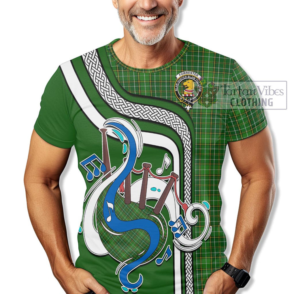 Forrester Hunting Tartan T-Shirt with Epic Bagpipe Style Kid's Shirt - Tartanvibesclothing Shop