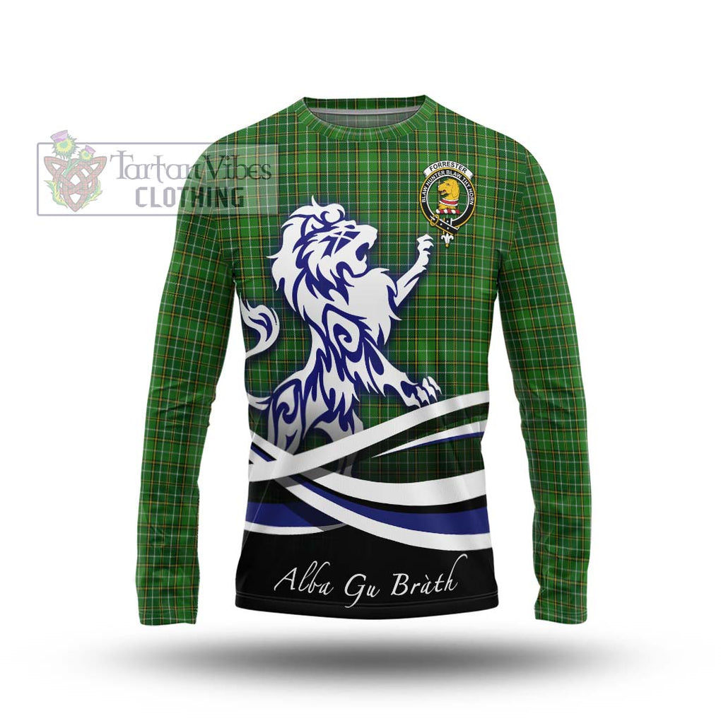 Forrester Hunting Tartan Long Sleeve T-Shirt with Alba Gu Brath Regal Lion Emblem Unisex - Tartanvibesclothing Shop