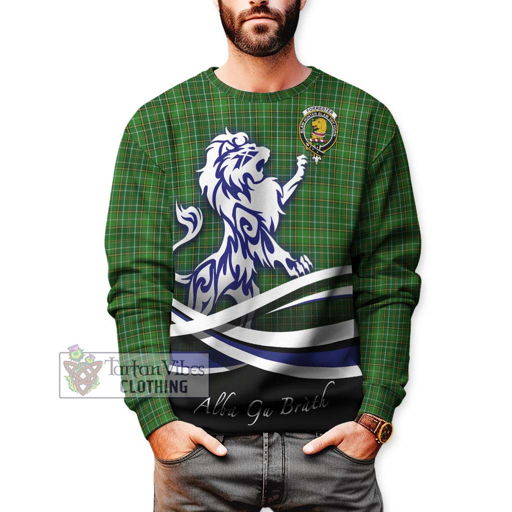 Forrester Hunting Tartan Sweatshirt with Alba Gu Brath Regal Lion Emblem Unisex - Tartanvibesclothing Shop