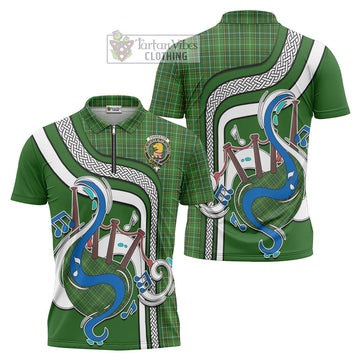 Forrester Hunting Tartan Zipper Polo Shirt with Epic Bagpipe Style