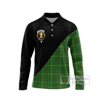 Forrester Hunting Tartan Long Sleeve Polo Shirt with Family Crest and Military Logo Style