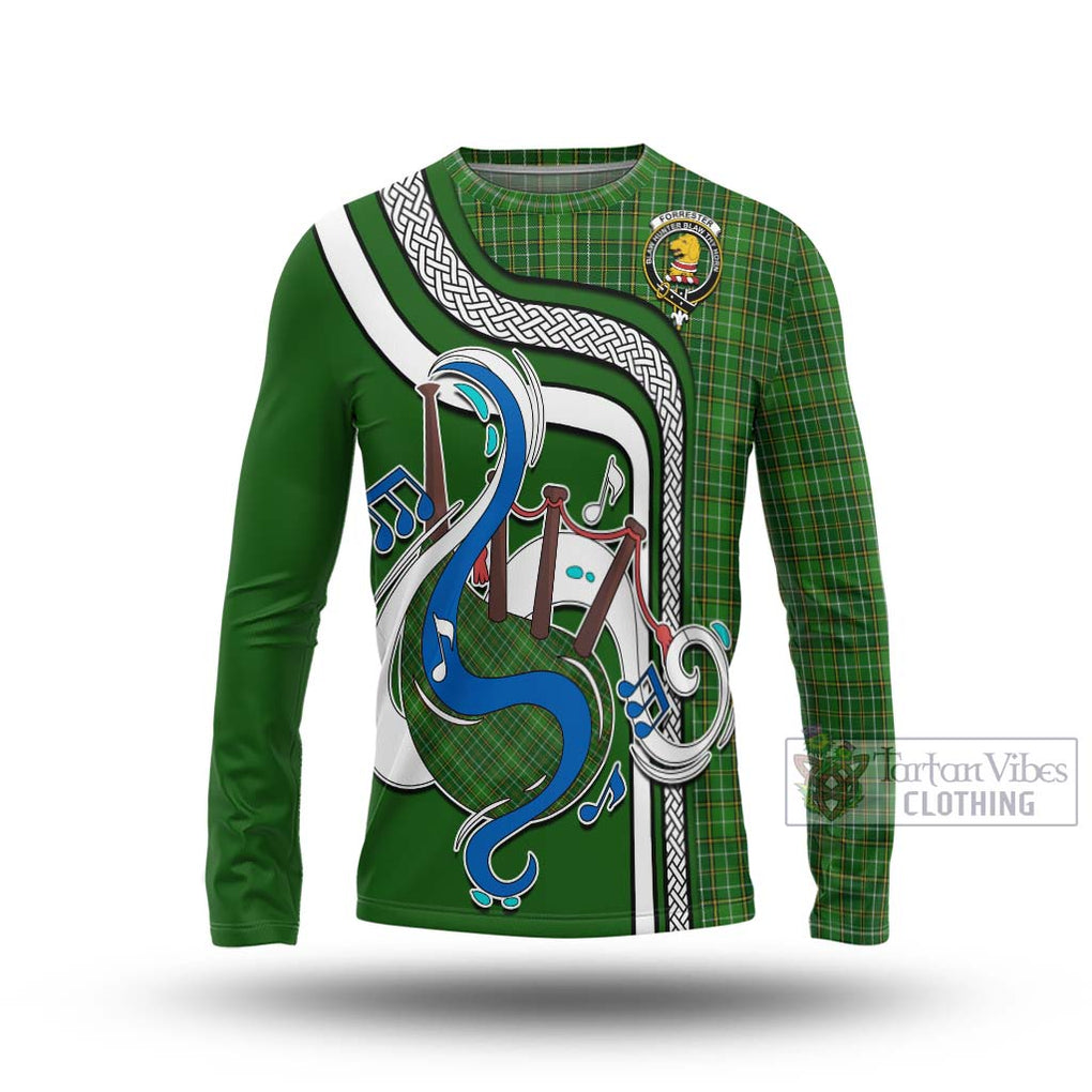 Tartan Vibes Clothing Forrester Hunting Tartan Long Sleeve T-Shirt with Epic Bagpipe Style