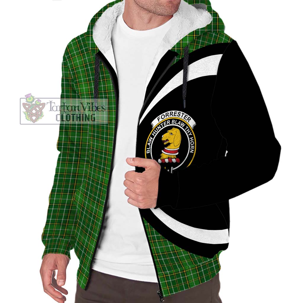 Forrester Hunting Tartan Sherpa Hoodie with Family Crest Circle Style Unisex S - Tartan Vibes Clothing