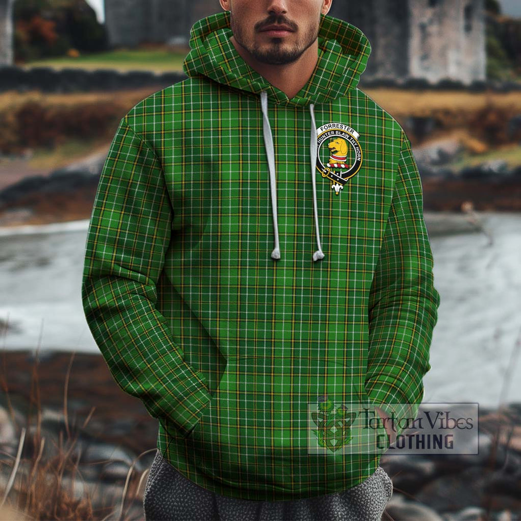 Forrester Hunting Tartan Cotton Hoodie with Family Crest Pullover Hoodie XS - Tartan Vibes Clothing