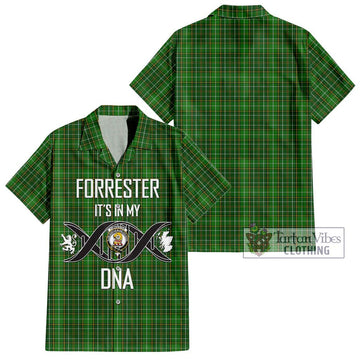 Forrester Hunting Tartan Short Sleeve Button Shirt with Family Crest DNA In Me Style