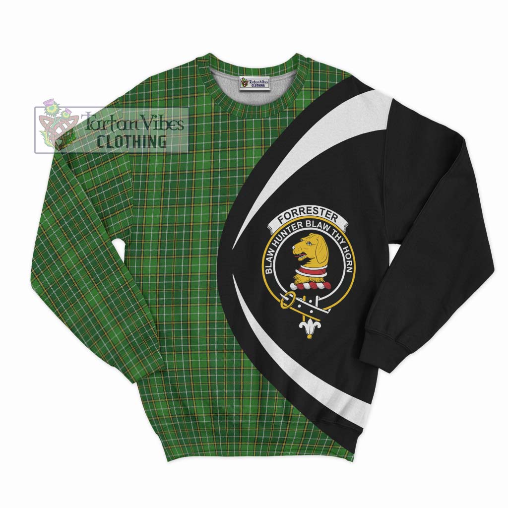 Forrester Hunting Tartan Sweatshirt with Family Crest Circle Style Unisex - Tartan Vibes Clothing