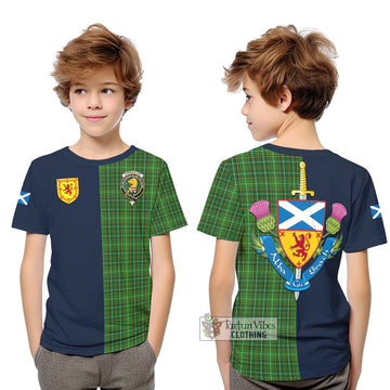 Forrester Hunting Tartan Kid T-Shirt Alba with Scottish Lion Royal Arm Half Style