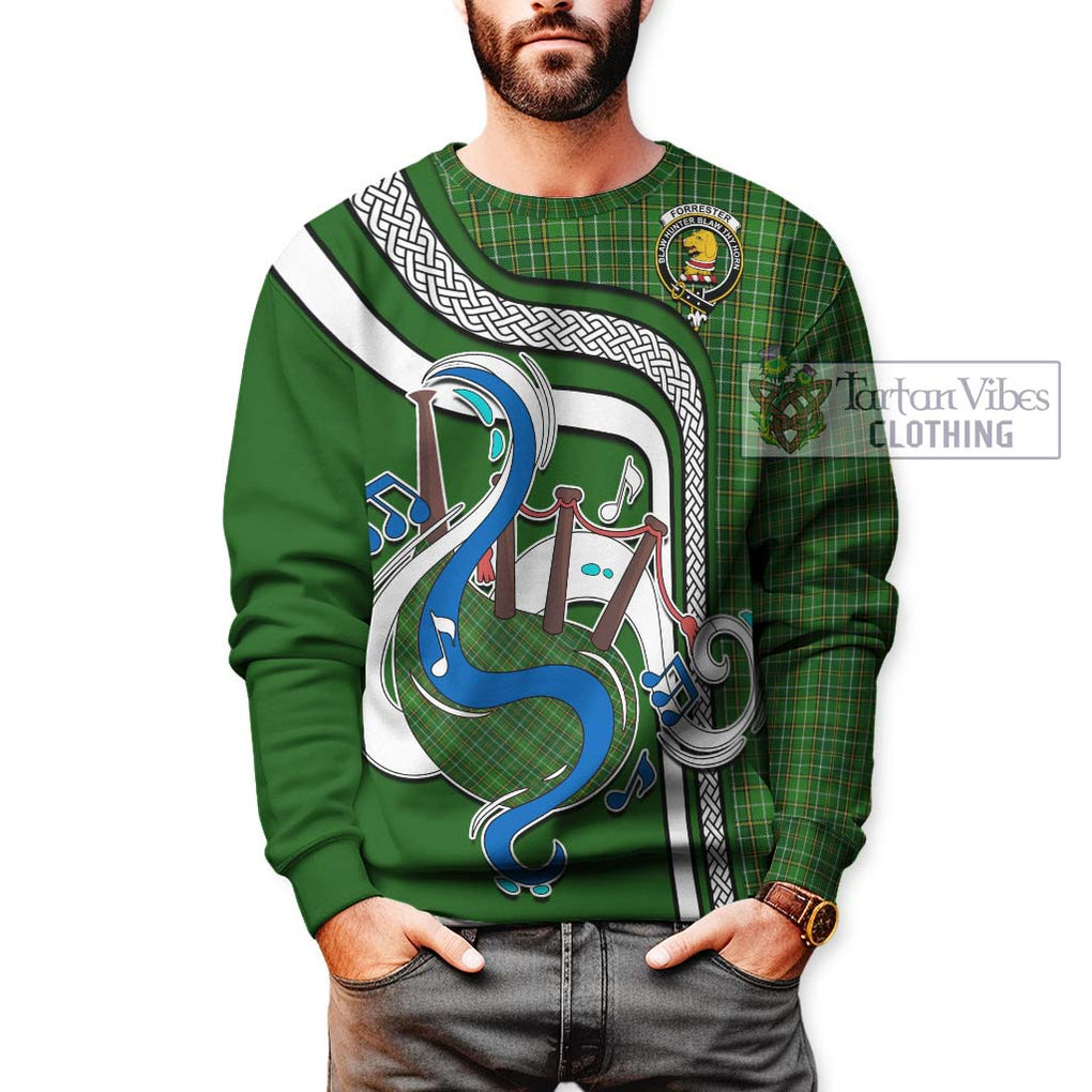 Forrester Hunting Tartan Sweatshirt with Epic Bagpipe Style Unisex - Tartanvibesclothing Shop