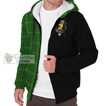 Forrester Hunting Tartan Sherpa Hoodie with Family Crest and Half Of Me Style