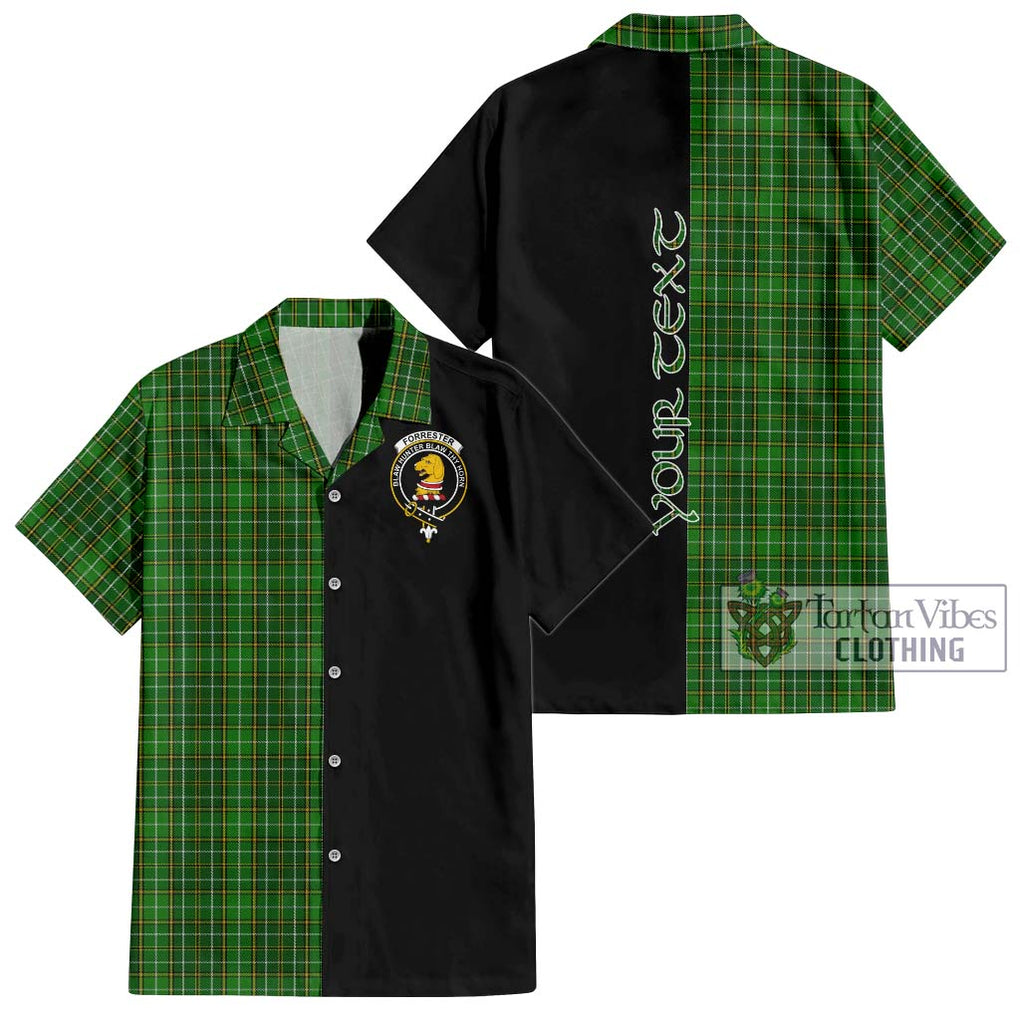 Forrester Hunting Tartan Short Sleeve Button Shirt with Family Crest and Half Of Me Style Kid - Tartanvibesclothing Shop