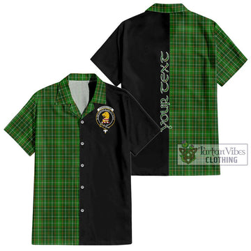 Forrester Hunting Tartan Short Sleeve Button Shirt with Family Crest and Half Of Me Style