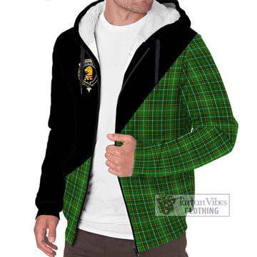 Forrester Hunting Tartan Sherpa Hoodie with Family Crest and Military Logo Style