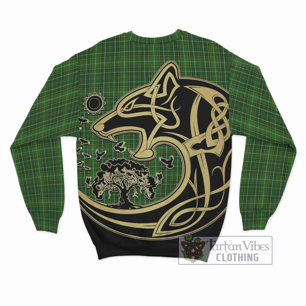 Forrester Hunting Tartan Sweatshirt with Family Crest Celtic Wolf Style - Tartan Vibes Clothing