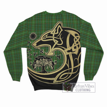 Forrester Hunting Tartan Sweatshirt with Family Crest Celtic Wolf Style