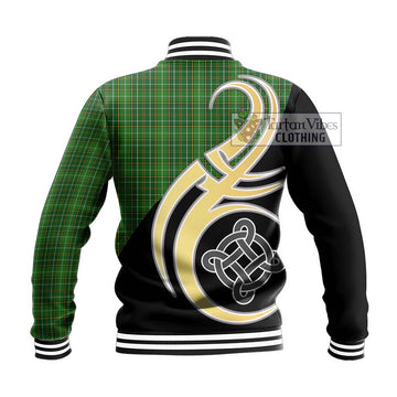 Forrester Hunting Tartan Baseball Jacket with Family Crest and Celtic Symbol Style