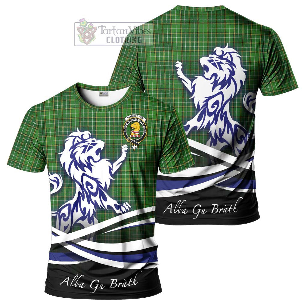 Tartan Vibes Clothing Forrester Hunting Tartan Cotton T-shirt with Alba Gu Brath Regal Lion Emblem