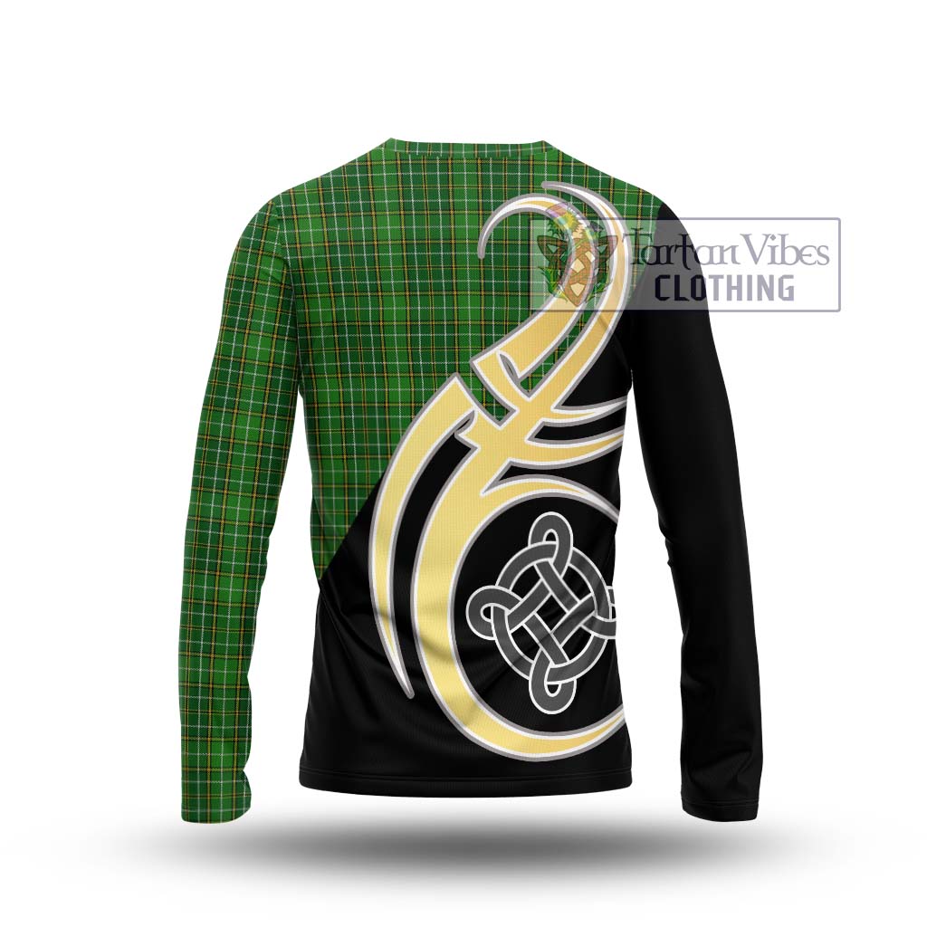 Forrester Hunting Tartan Long Sleeve T-Shirt with Family Crest and Celtic Symbol Style - Tartan Vibes Clothing