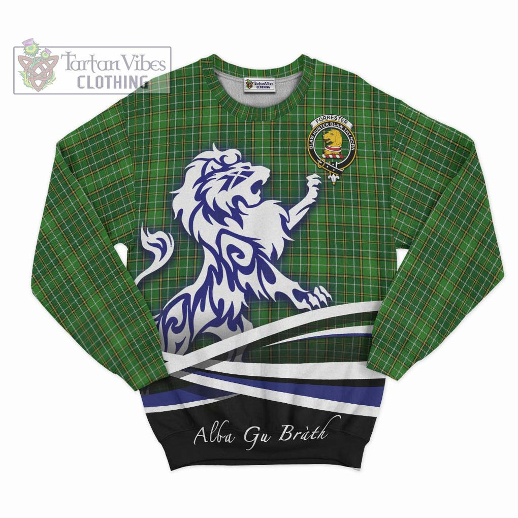 Forrester Hunting Tartan Sweatshirt with Alba Gu Brath Regal Lion Emblem - Tartanvibesclothing Shop