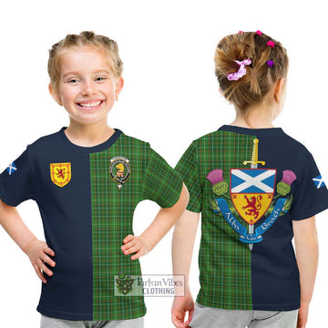 Forrester Hunting Tartan Kid T-Shirt Alba with Scottish Lion Royal Arm Half Style