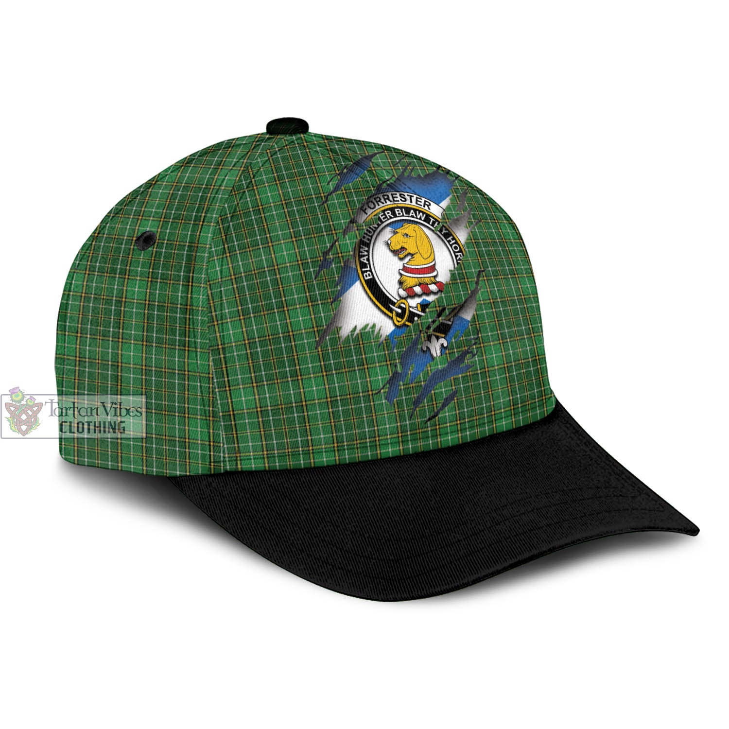 Tartan Vibes Clothing Forrester Hunting Tartan Classic Cap with Family Crest In Me Style