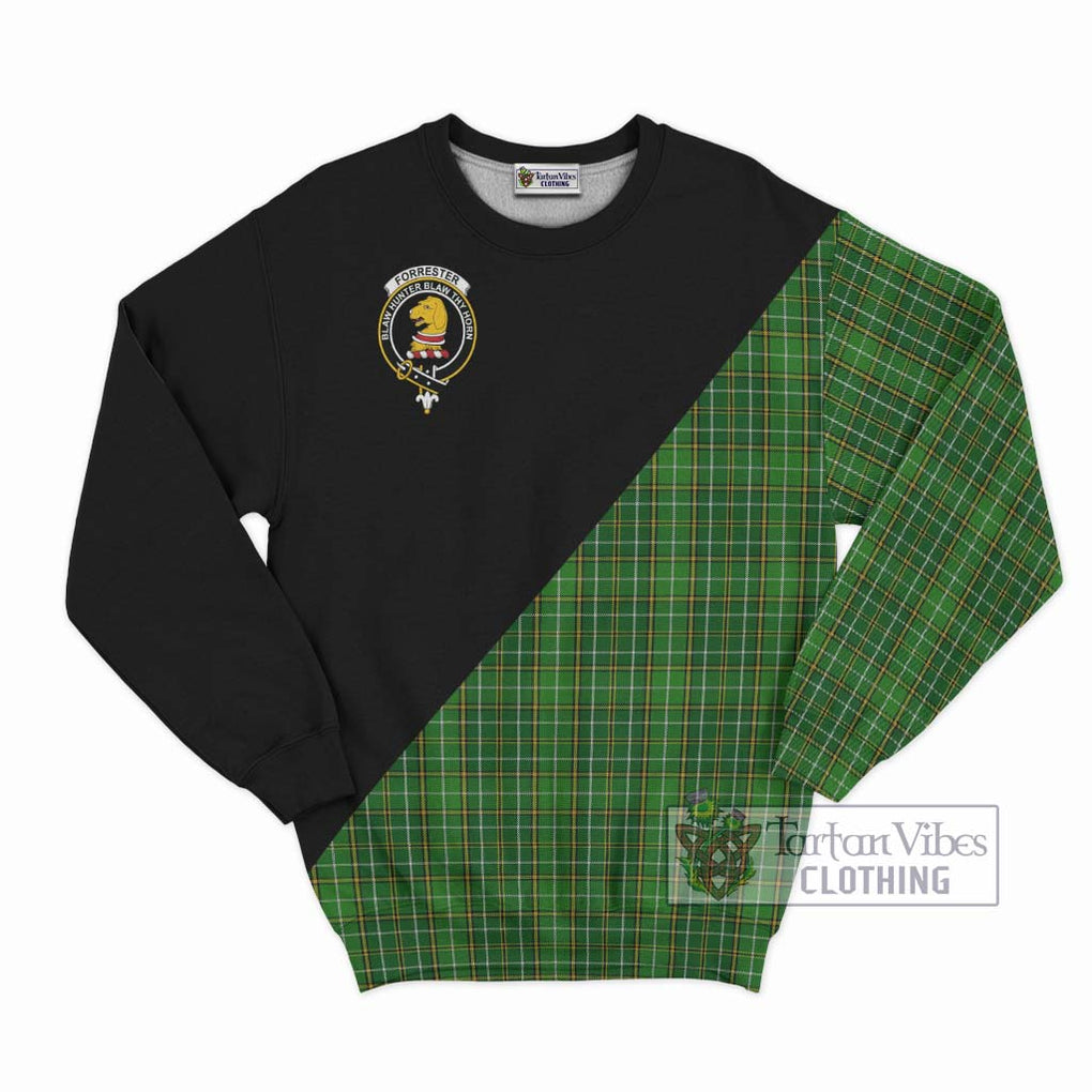 Forrester Hunting Tartan Sweatshirt with Family Crest and Military Logo Style - Tartanvibesclothing Shop