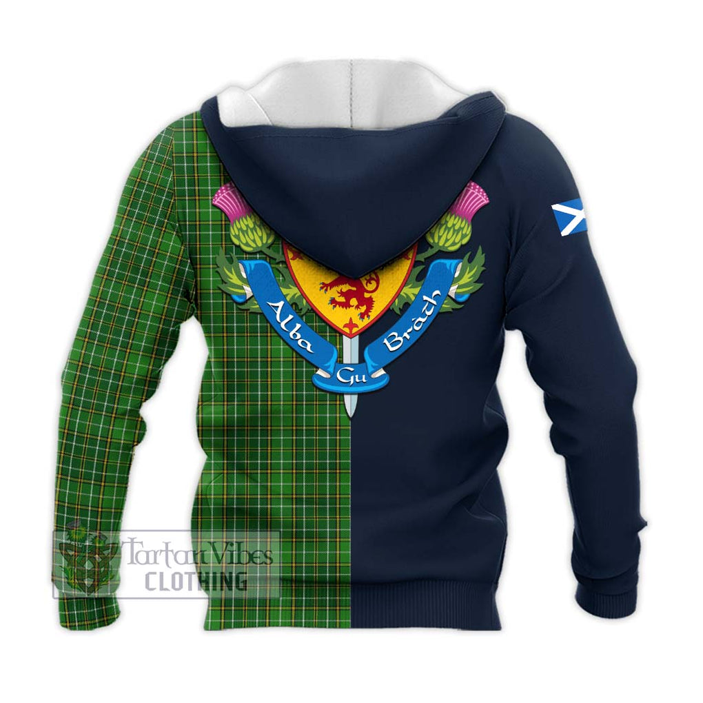 Tartan Vibes Clothing Forrester Hunting Tartan Knitted Hoodie with Scottish Lion Royal Arm Half Style