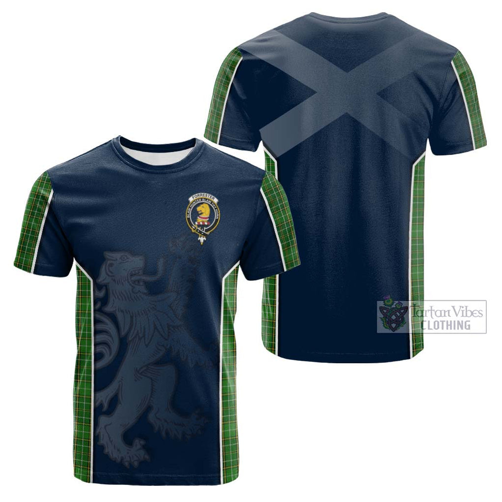 Tartan Vibes Clothing Forrester Hunting Tartan Cotton T-shirt with Family Crest and Lion Rampant Vibes Sport Style