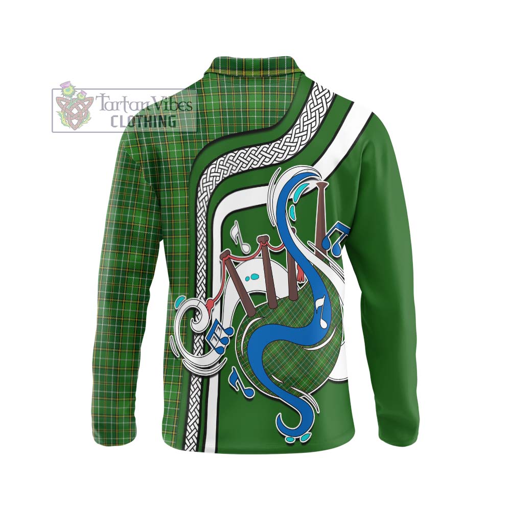 Tartan Vibes Clothing Forrester Hunting Tartan Long Sleeve Polo Shirt with Epic Bagpipe Style