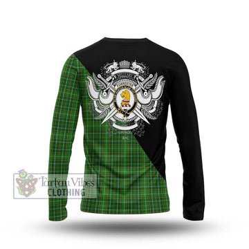 Forrester Hunting Tartan Long Sleeve T-Shirt with Family Crest and Military Logo Style