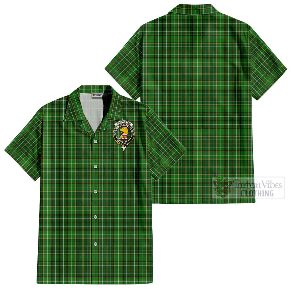 Forrester Hunting Tartan Cotton Hawaiian Shirt with Family Crest Kid - Tartan Vibes Clothing