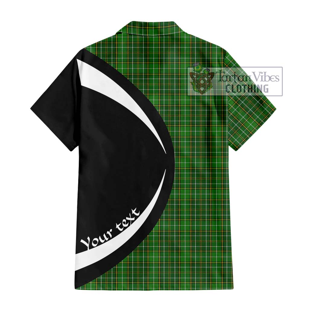 Forrester Hunting Tartan Short Sleeve Button Up with Family Crest Circle Style - Tartan Vibes Clothing