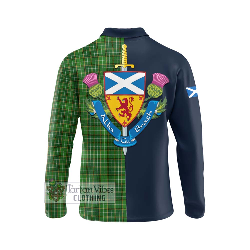 Tartan Vibes Clothing Forrester Hunting Tartan Long Sleeve Polo Shirt with Scottish Lion Royal Arm Half Style