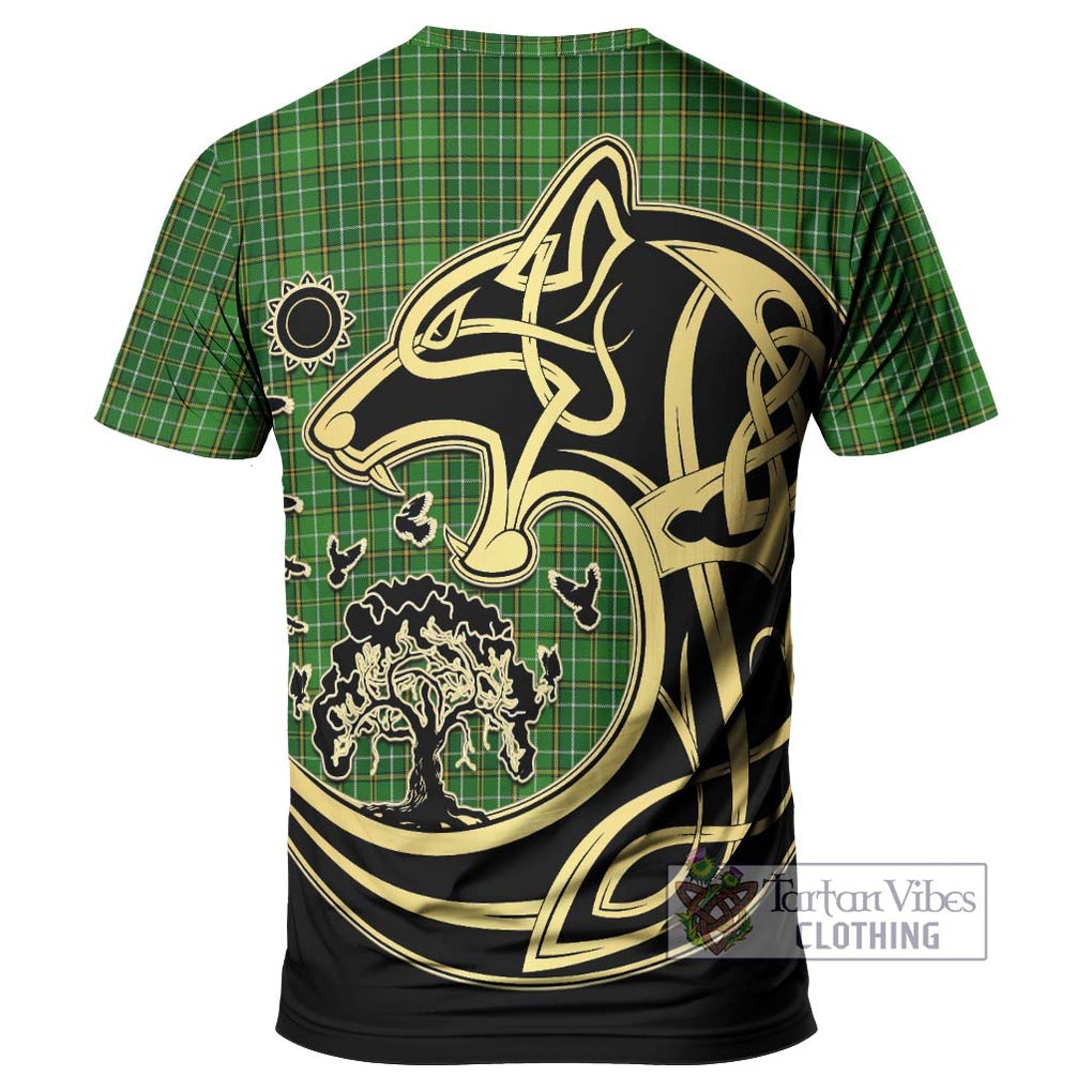 Forrester Hunting Tartan T-Shirt with Family Crest Celtic Wolf Style - Tartan Vibes Clothing