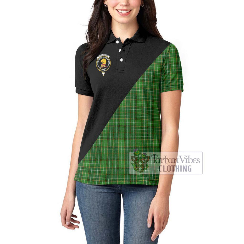 Forrester Hunting Tartan Women's Polo Shirt with Family Crest and Military Logo Style - Tartanvibesclothing Shop